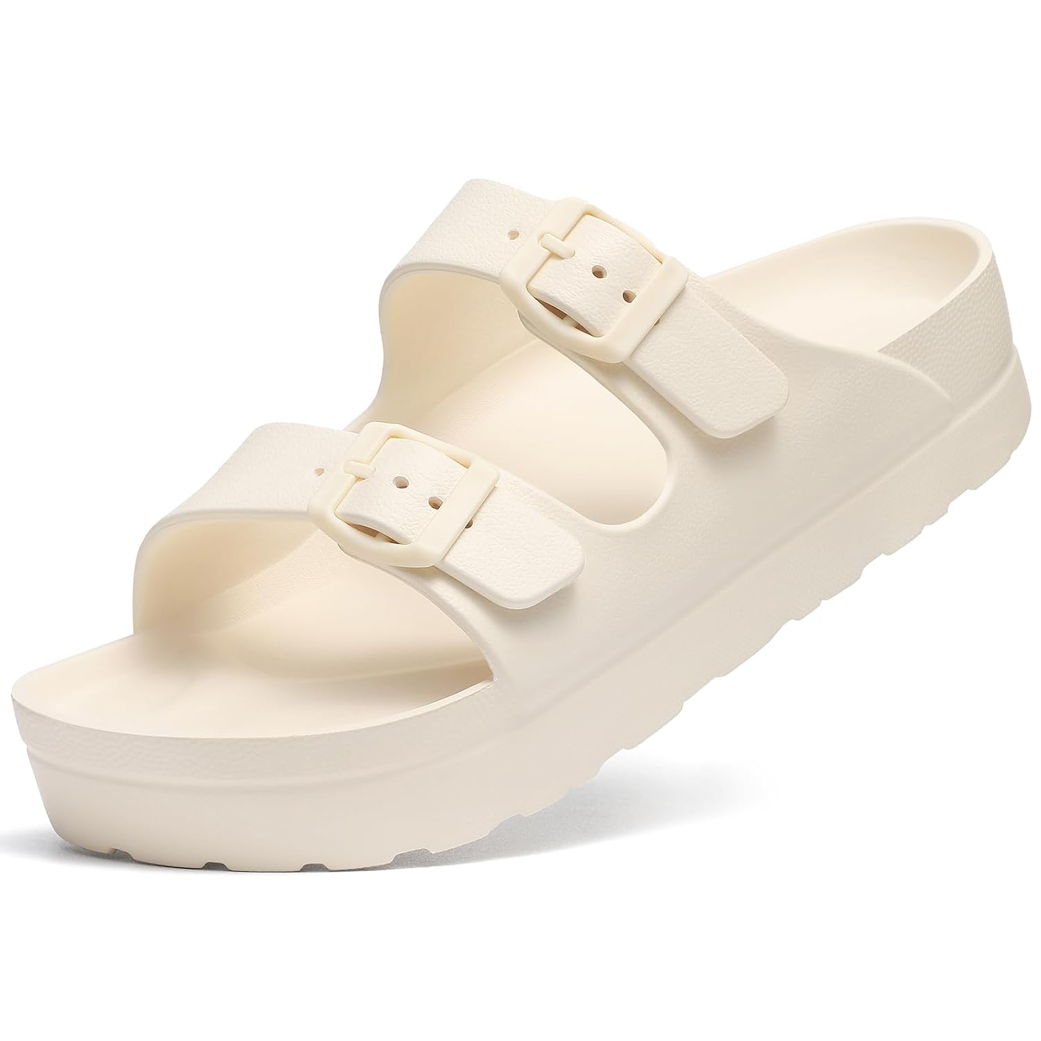 Lightweight Platform Slip On Sandals With Double Buckle Design For Women