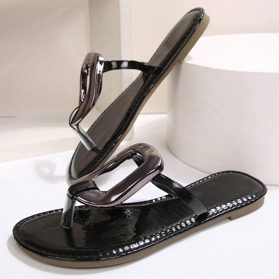 Dressy Geometric Buckle Flat Sandals For Women