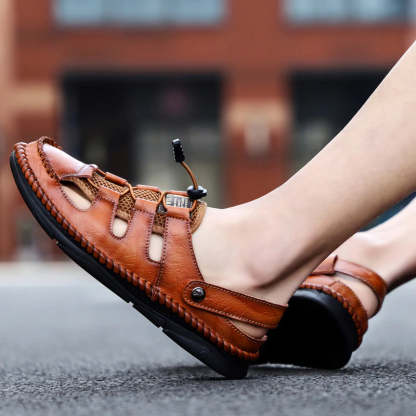 Leather Men's Classic Sandals-My Soft Slipper