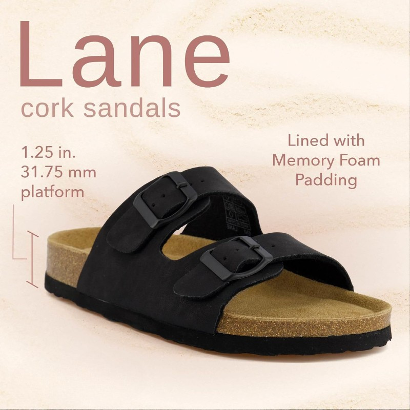 Cork Footbed Adjustable Double-Strap Sandals With EVA Sole-My Soft Slipper