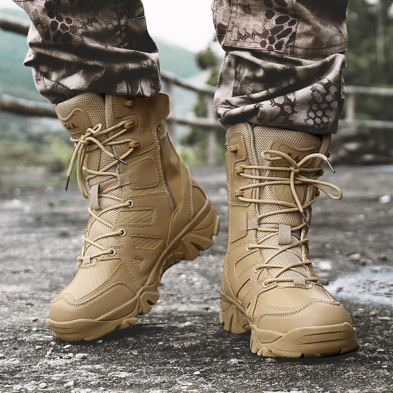 Men Military Tactical Leather Waterproof Boots-My Soft Slipper