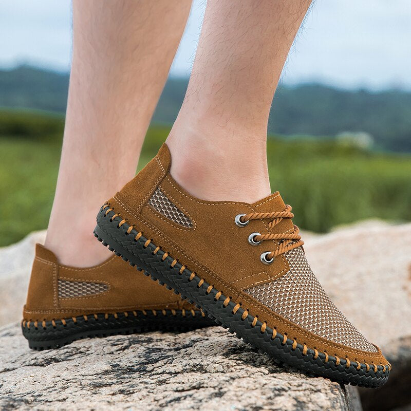 Handmade Flat Mesh Casual Men Shoes-My Soft Slipper