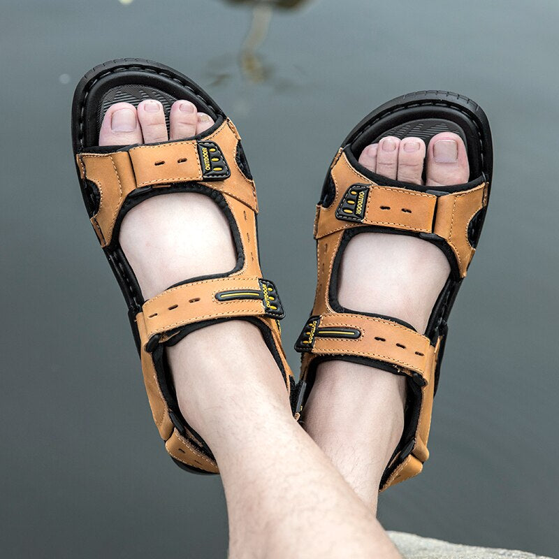 Classic Genuine Leather Men's Sandals-My Soft Slipper