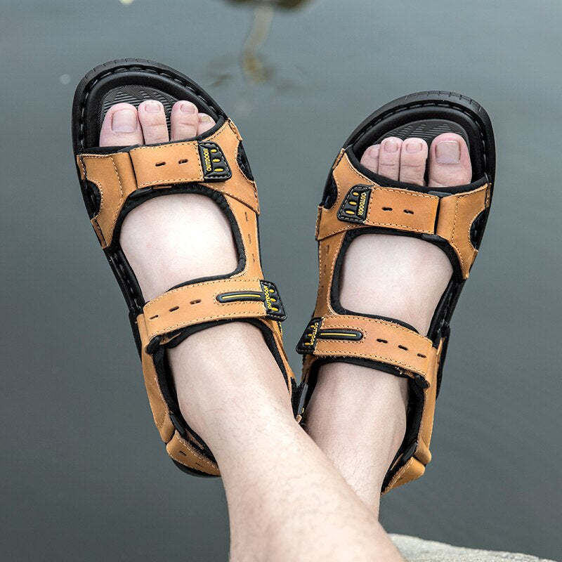 Classic Genuine Leather Men's Sandals-My Soft Slipper