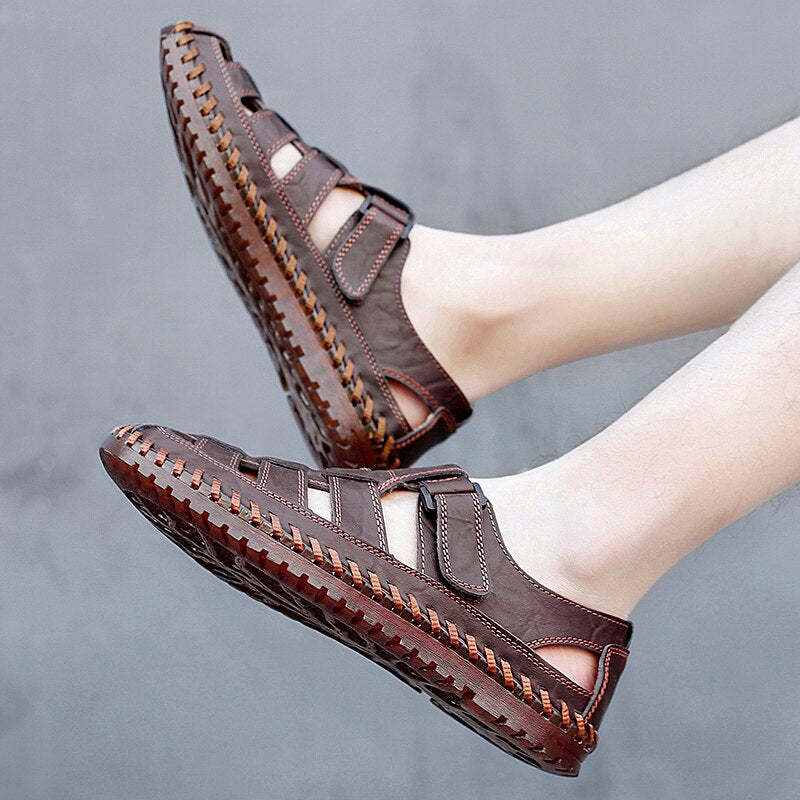Genuine Leather Roman Men's Sandals-My Soft Slipper