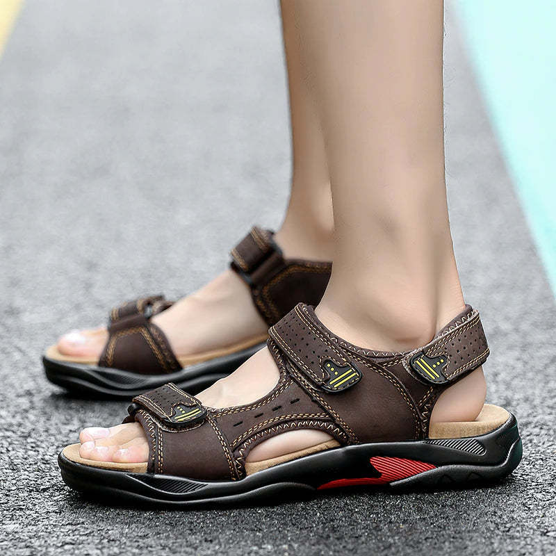 Casual Men Genuine Leather Soft Sandals-My Soft Slipper