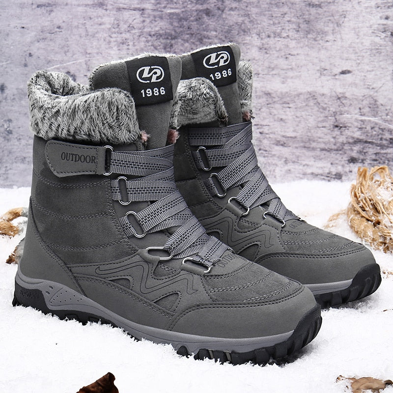 Plush Warm Men Ankle Waterproof Boots-My Soft Slipper