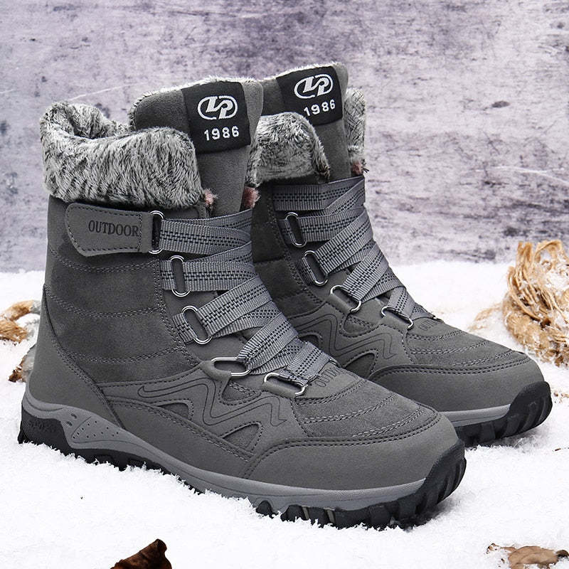 Plush Warm Men Ankle Waterproof Boots-My Soft Slipper