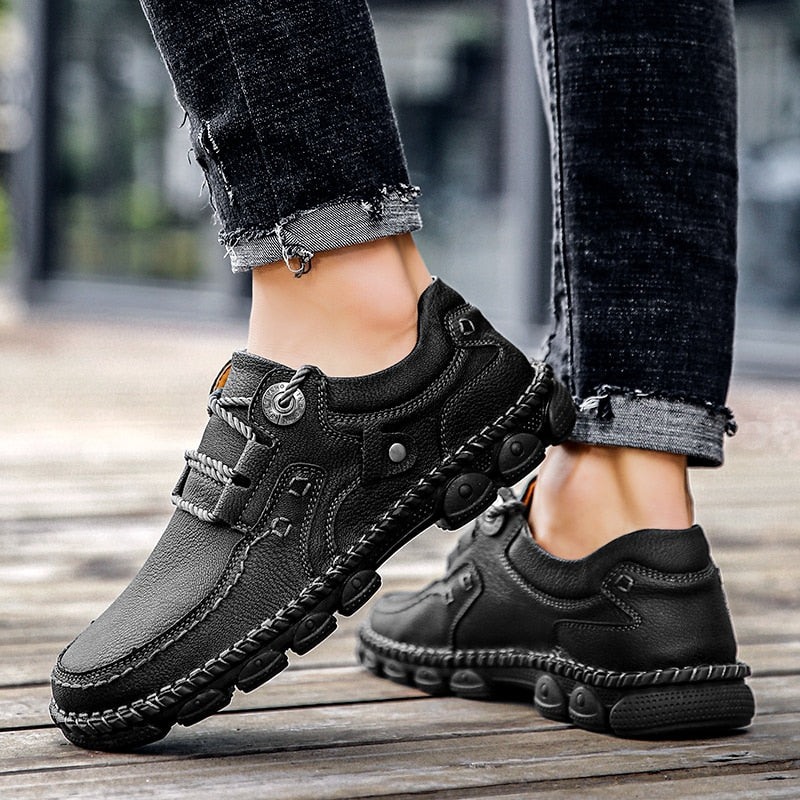 Comfortable Men's Casual Leather Loafers-My Soft Slipper