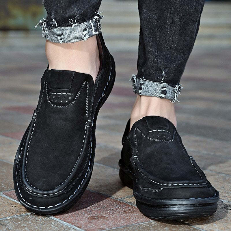 Spring Genuine Leather Men's Shoes-My Soft Slipper