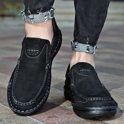 Spring Genuine Leather Men's Shoes-My Soft Slipper