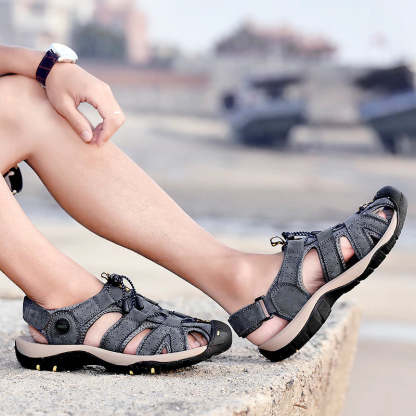 Genuine Leather Summer Men Sandals-My Soft Slipper