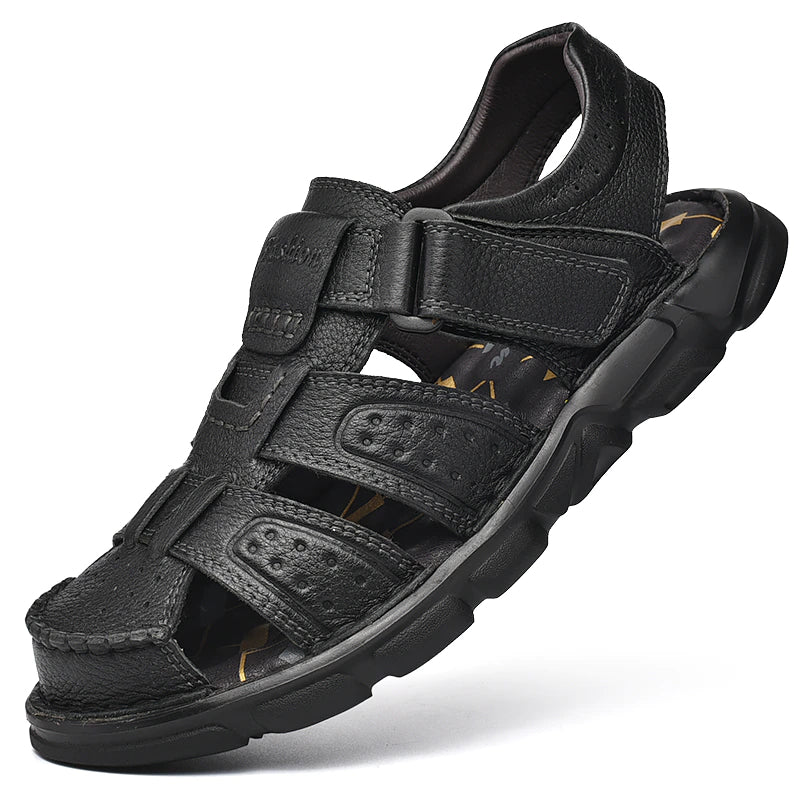 Genuine Leather High Quality Classic Men Sandals-My Soft Slipper