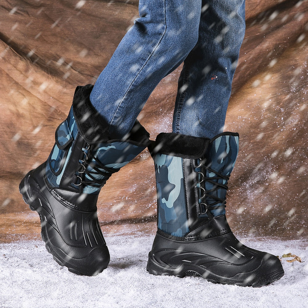 Camouflage Snow Waterproof Men Boots With Fur-My Soft Slipper