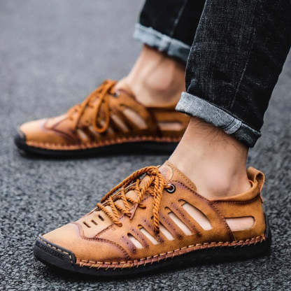 Handmade Men Leather Beach Sandals-My Soft Slipper