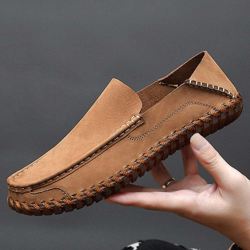 Leather Breathable Outdoor Men Loafers-My Soft Slipper