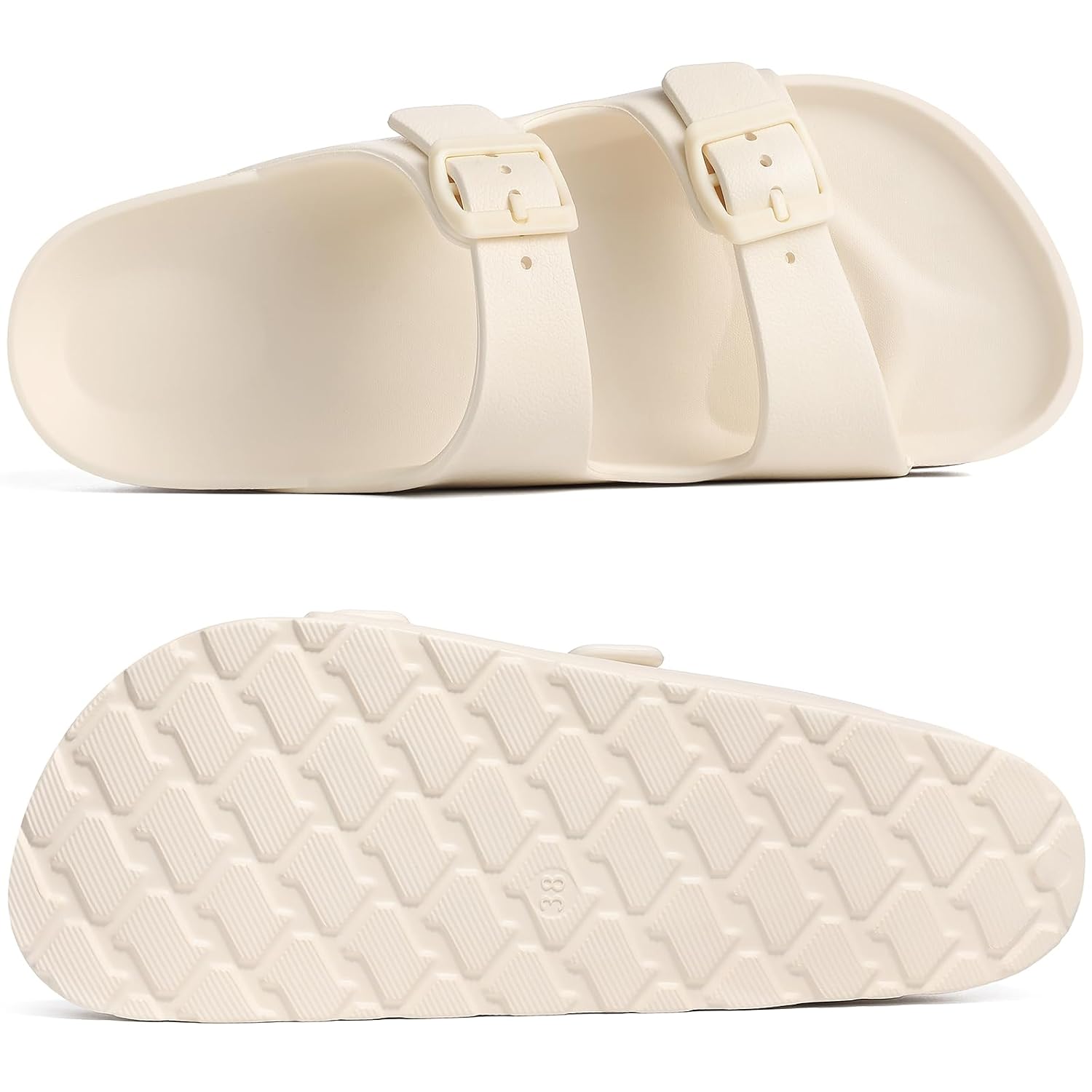 Lightweight Platform Slip On Sandals With Double Buckle Design For Women