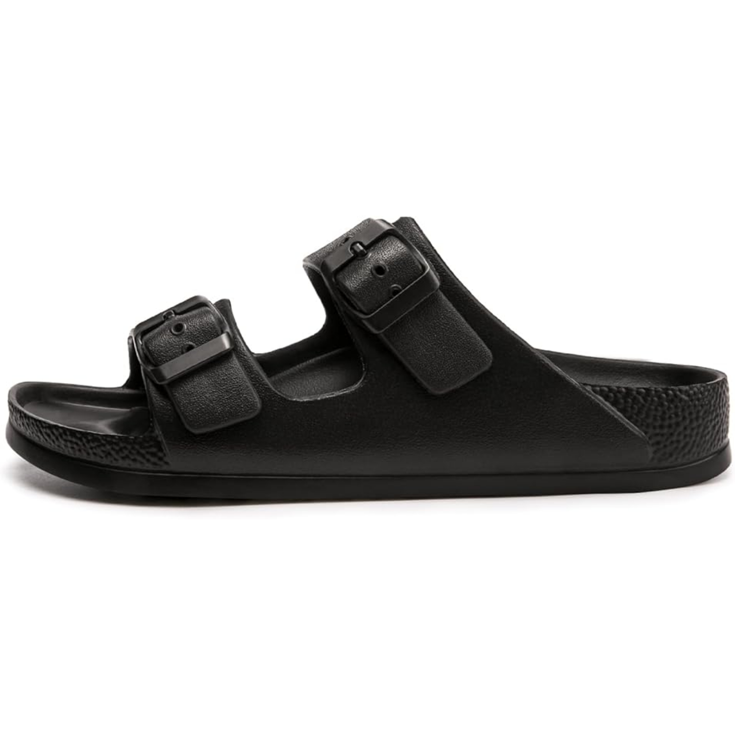 Arch Support Foam Slip On Flat Beach Comfort Slides Sandals with Adjustable Buckle for Women
