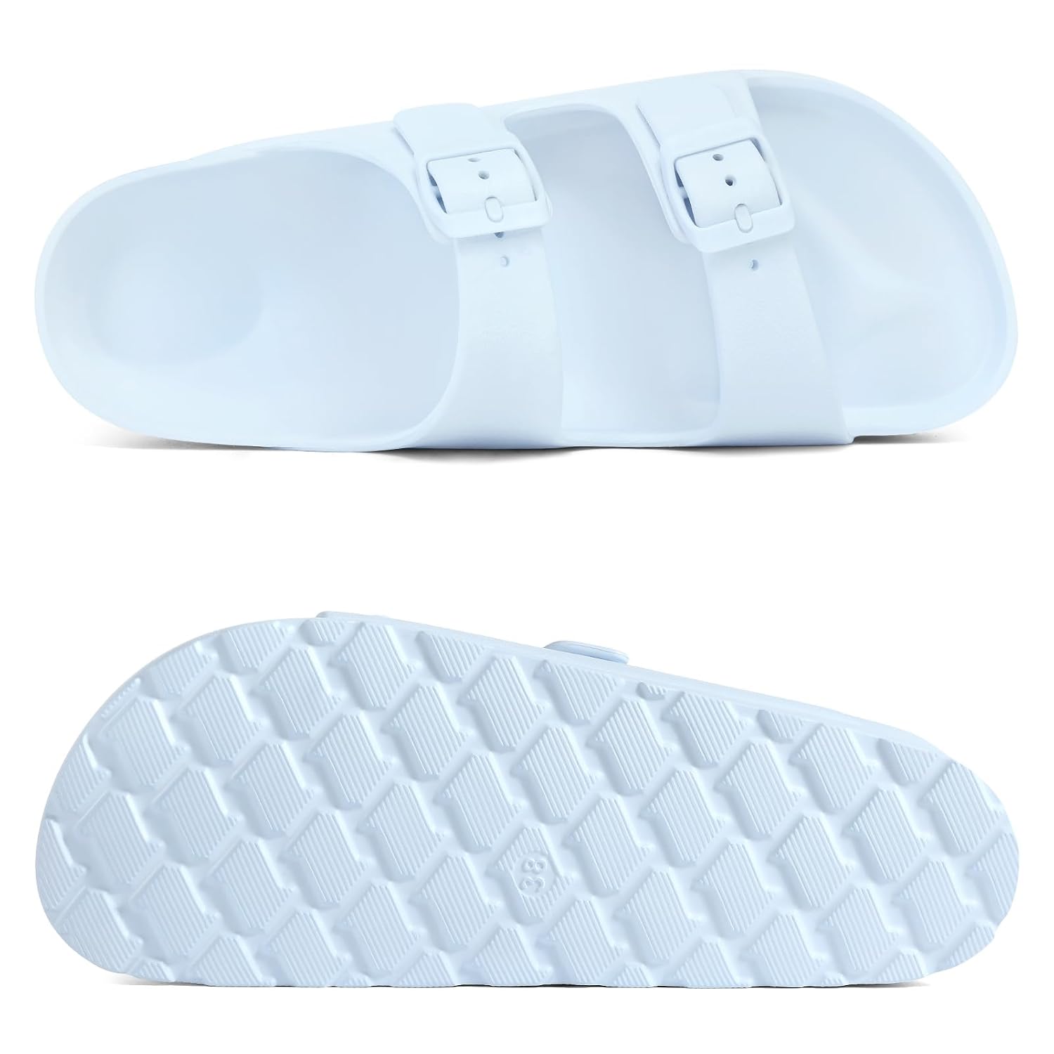 Lightweight Platform Slip On Sandals With Double Buckle Design For Women