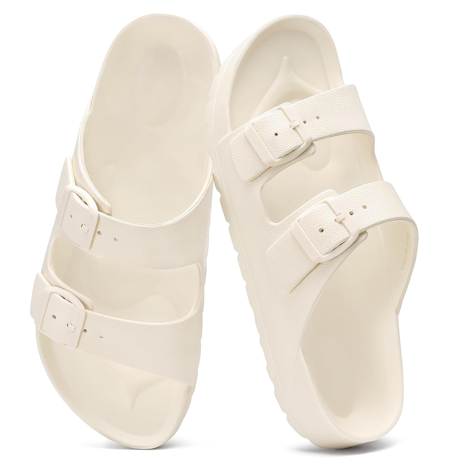 Lightweight Slip On Slide Waterproof Sandals With Adjustable Double Buckle For Women