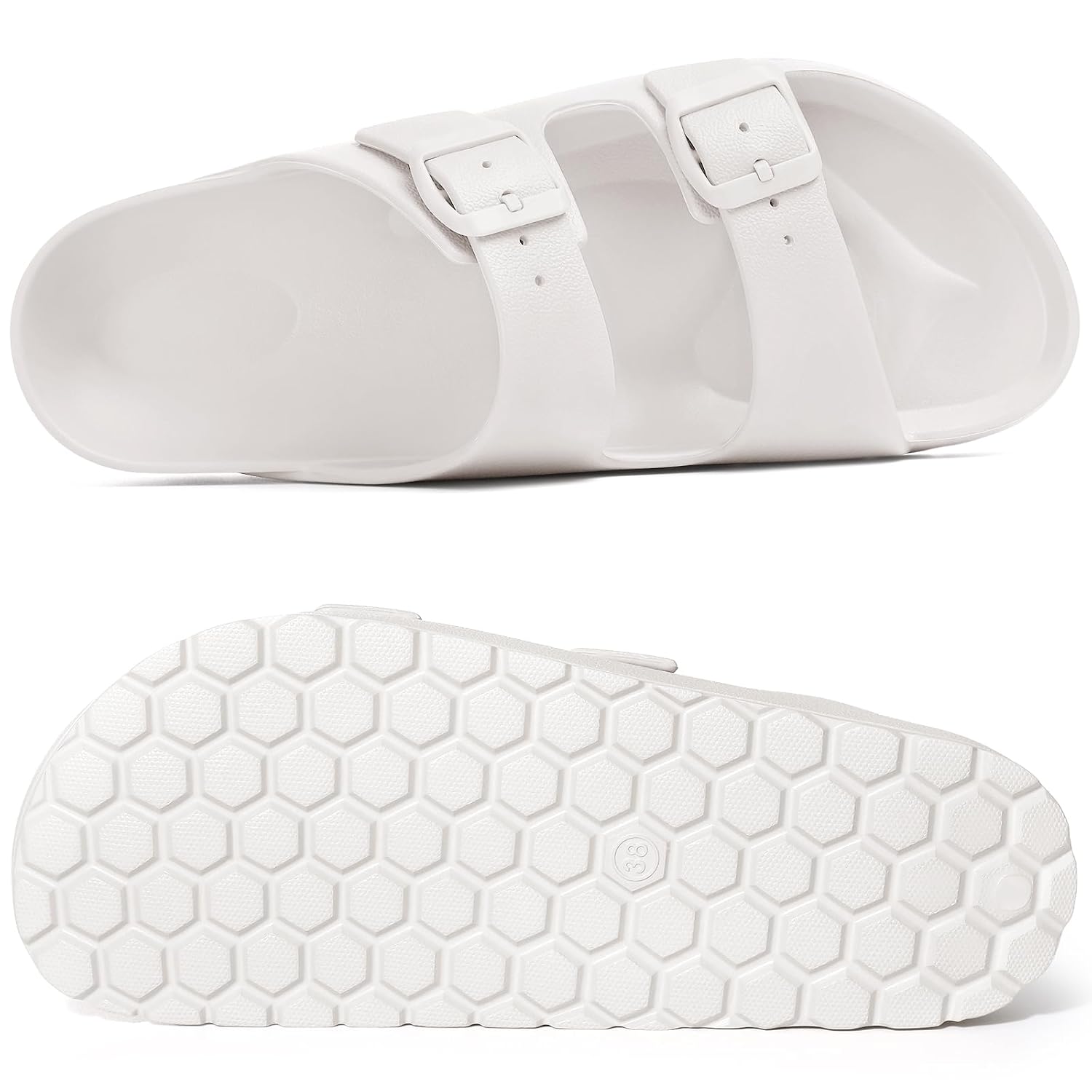Lightweight Slip On Slide Waterproof Sandals With Adjustable Double Buckle For Women