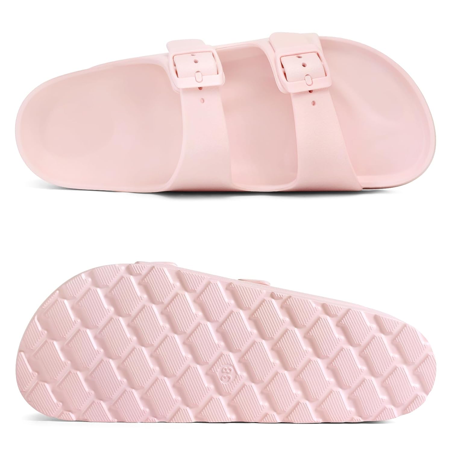 Lightweight Platform Slip On Sandals With Double Buckle Design For Women