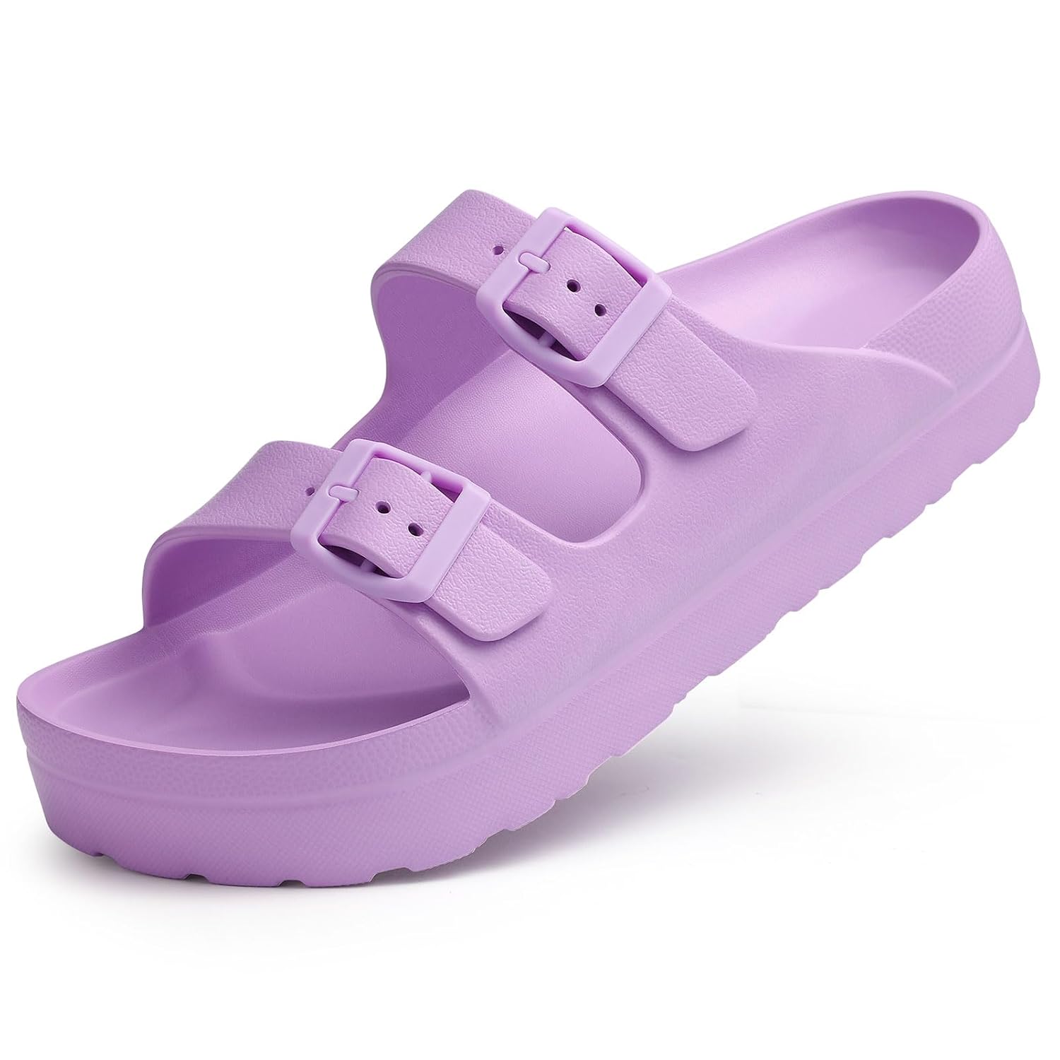 Lightweight Platform Slip On Sandals With Double Buckle Design For Women