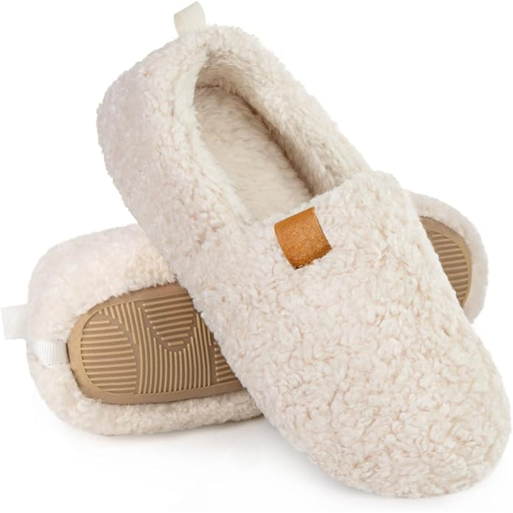 Memory Foam Support Cozy Faux Wool House Slippers-My Soft Slipper
