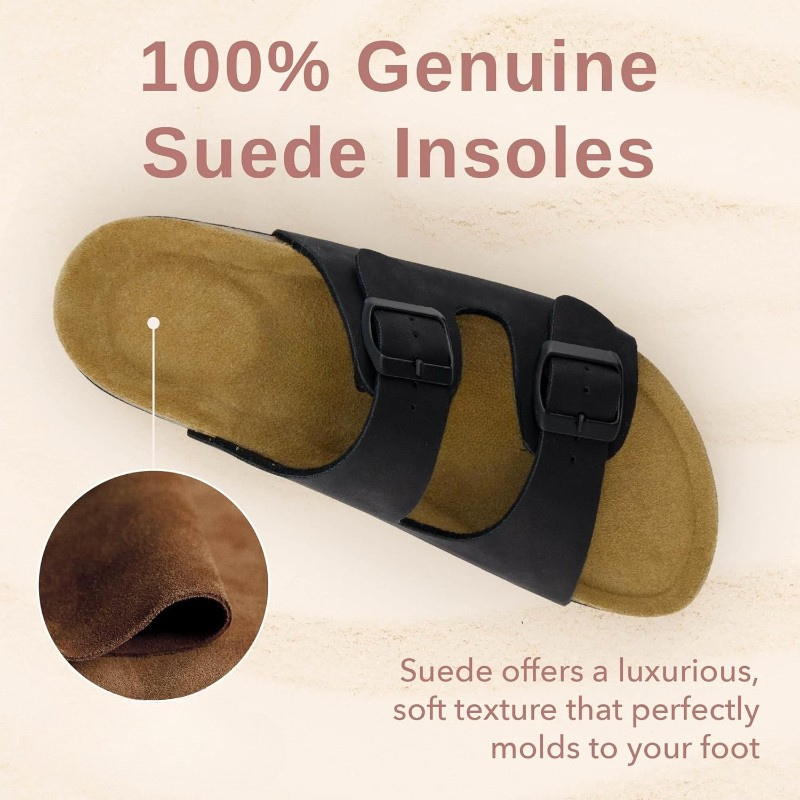 Cork Footbed Adjustable Double-Strap Sandals With EVA Sole-My Soft Slipper