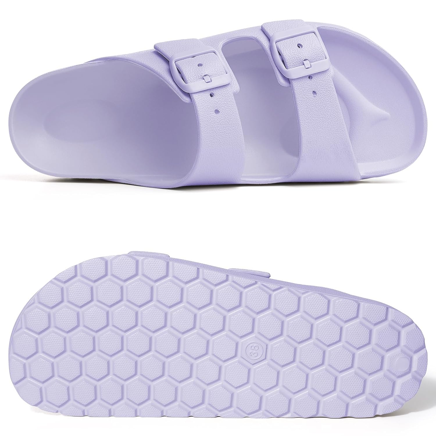 Lightweight Slip On Slide Waterproof Sandals With Adjustable Double Buckle For Women
