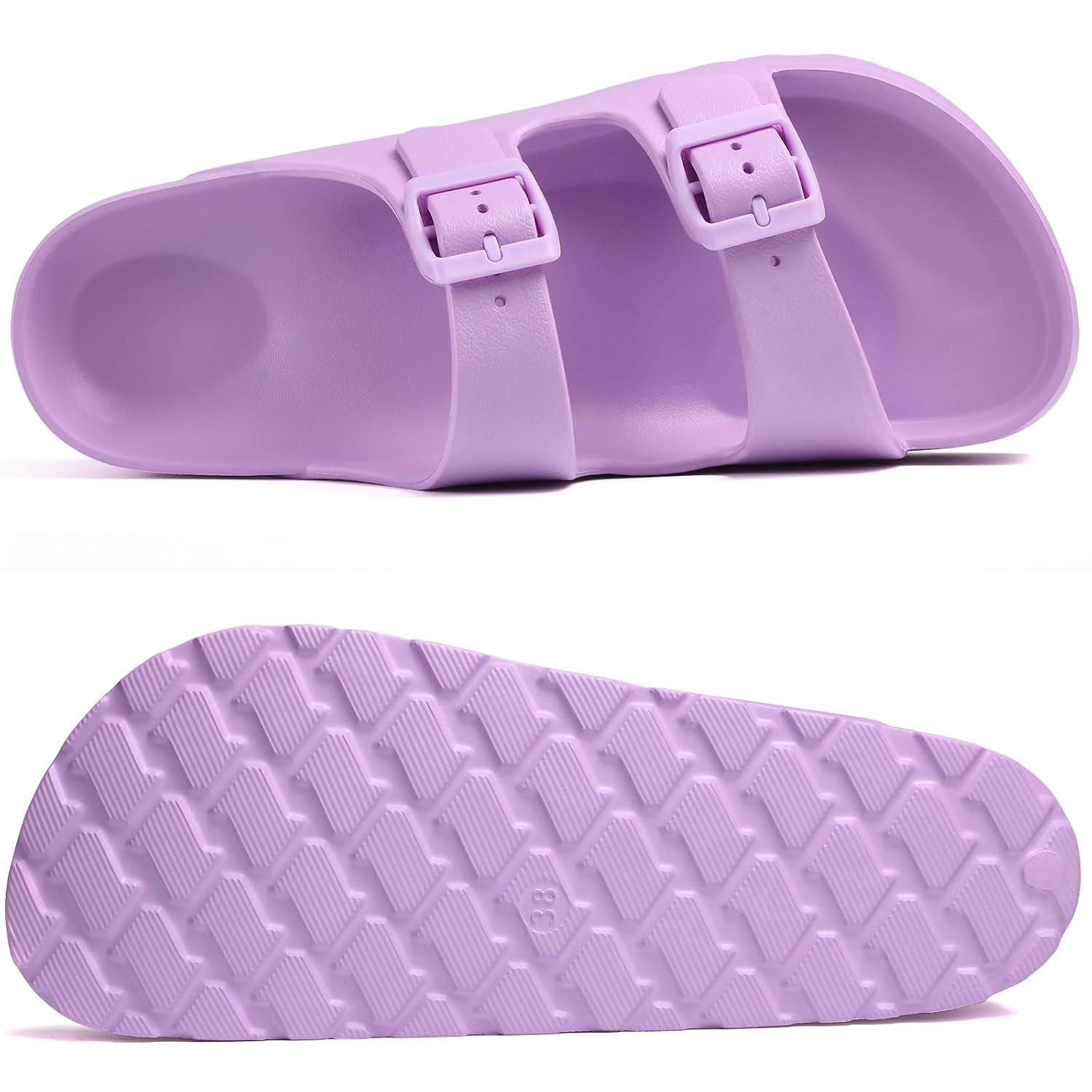 Lightweight Platform Slip On Sandals With Double Buckle Design For Women