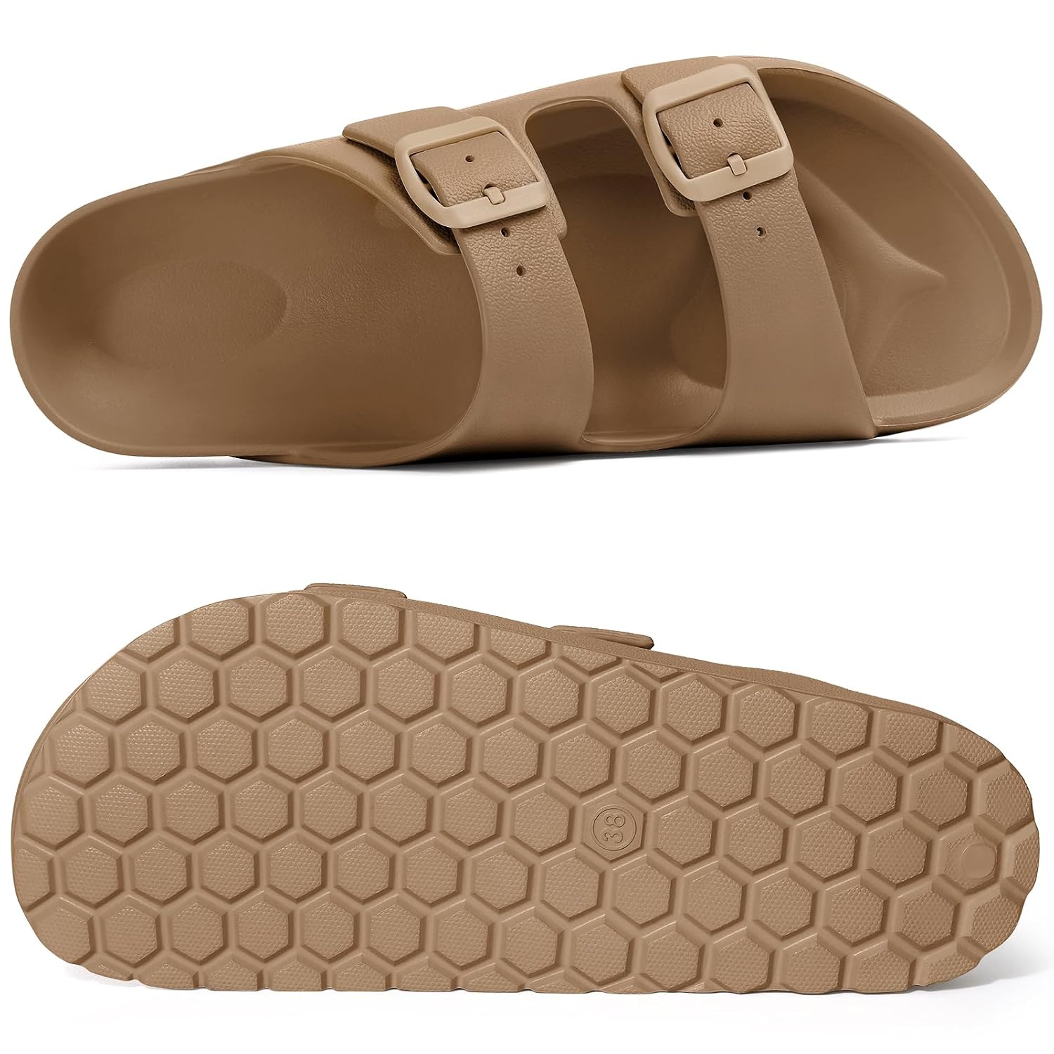 Lightweight Slip On Slide Waterproof Sandals With Adjustable Double Buckle For Women