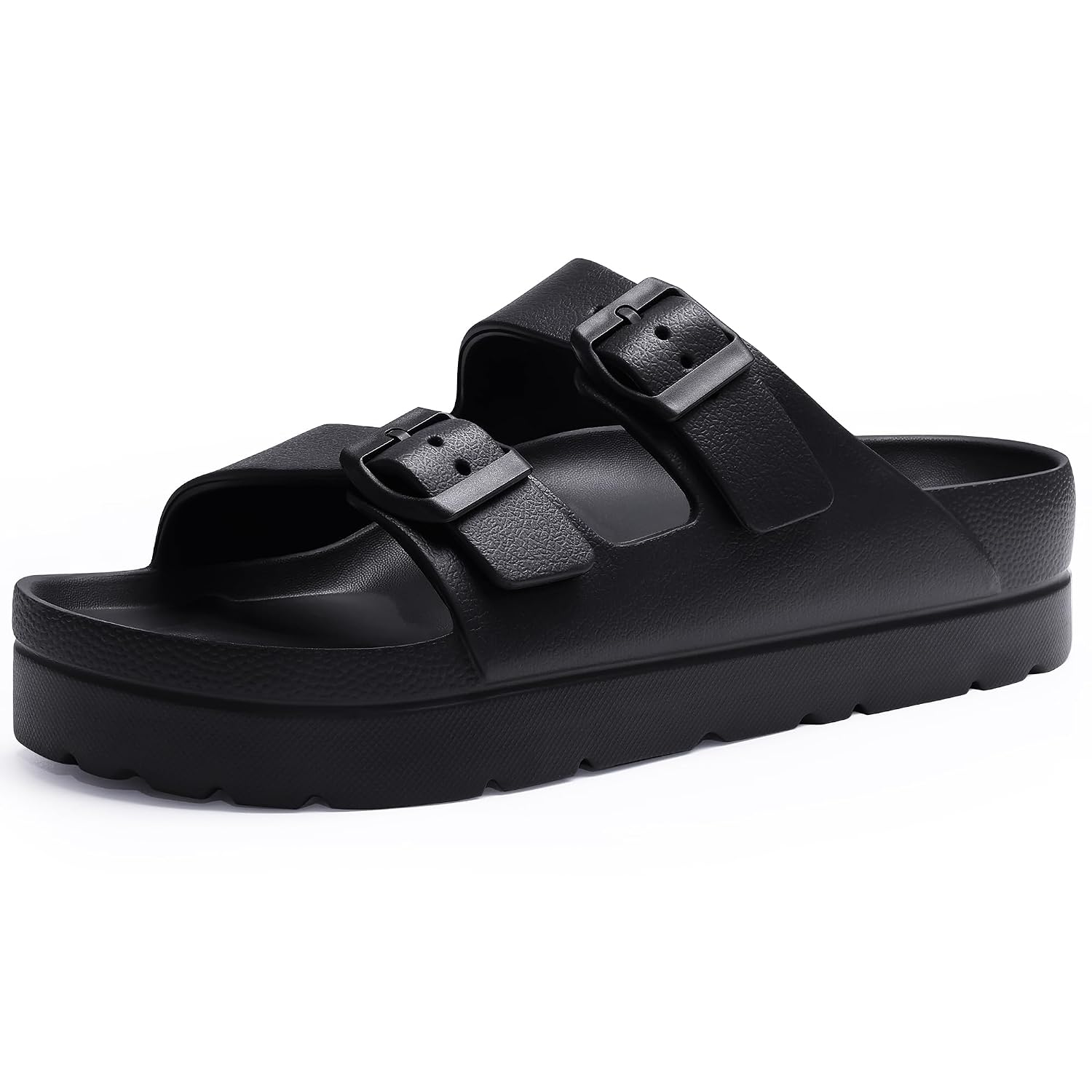 Lightweight Platform Slip On Sandals With Double Buckle Design For Women