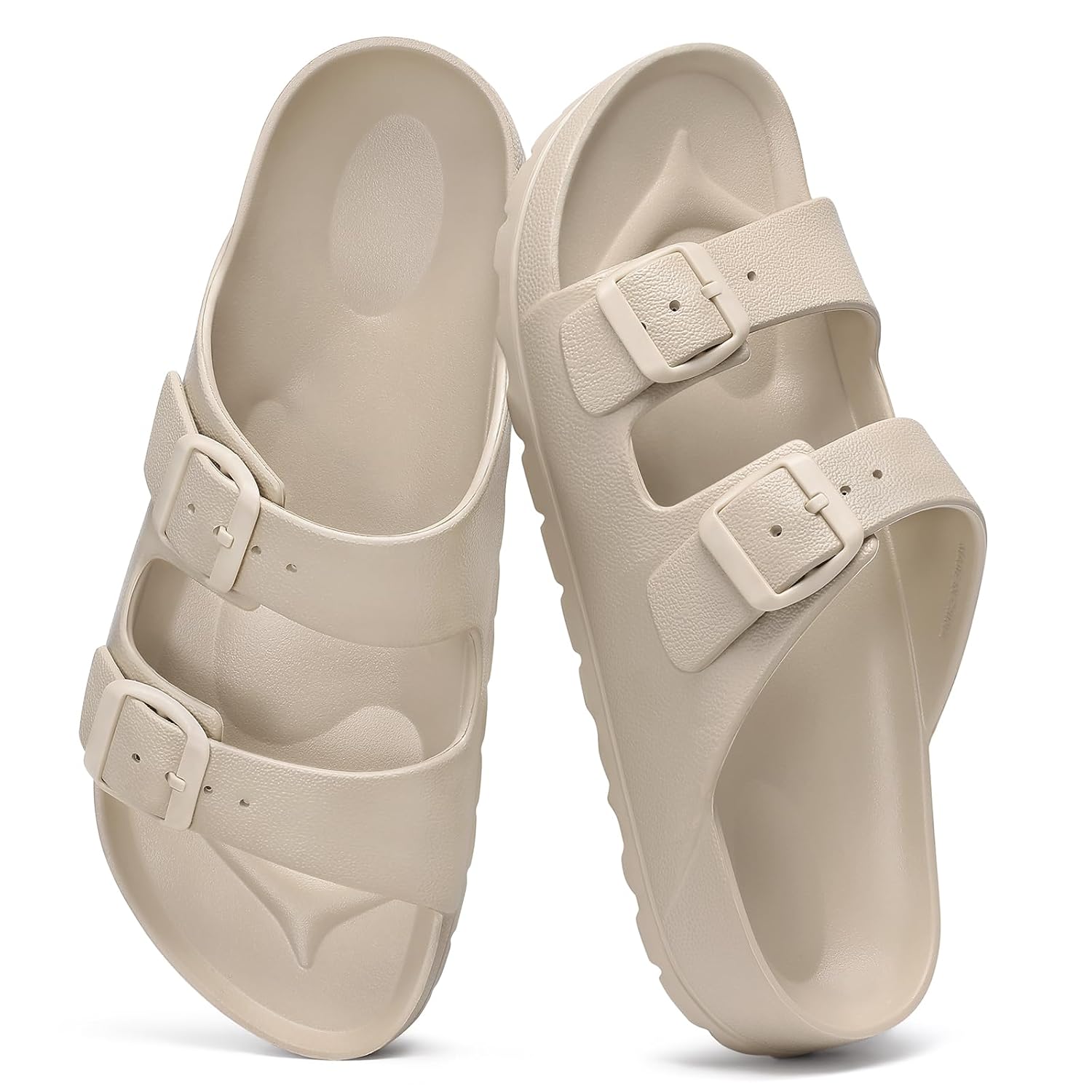 Lightweight Slip On Slide Waterproof Sandals With Adjustable Double Buckle For Women