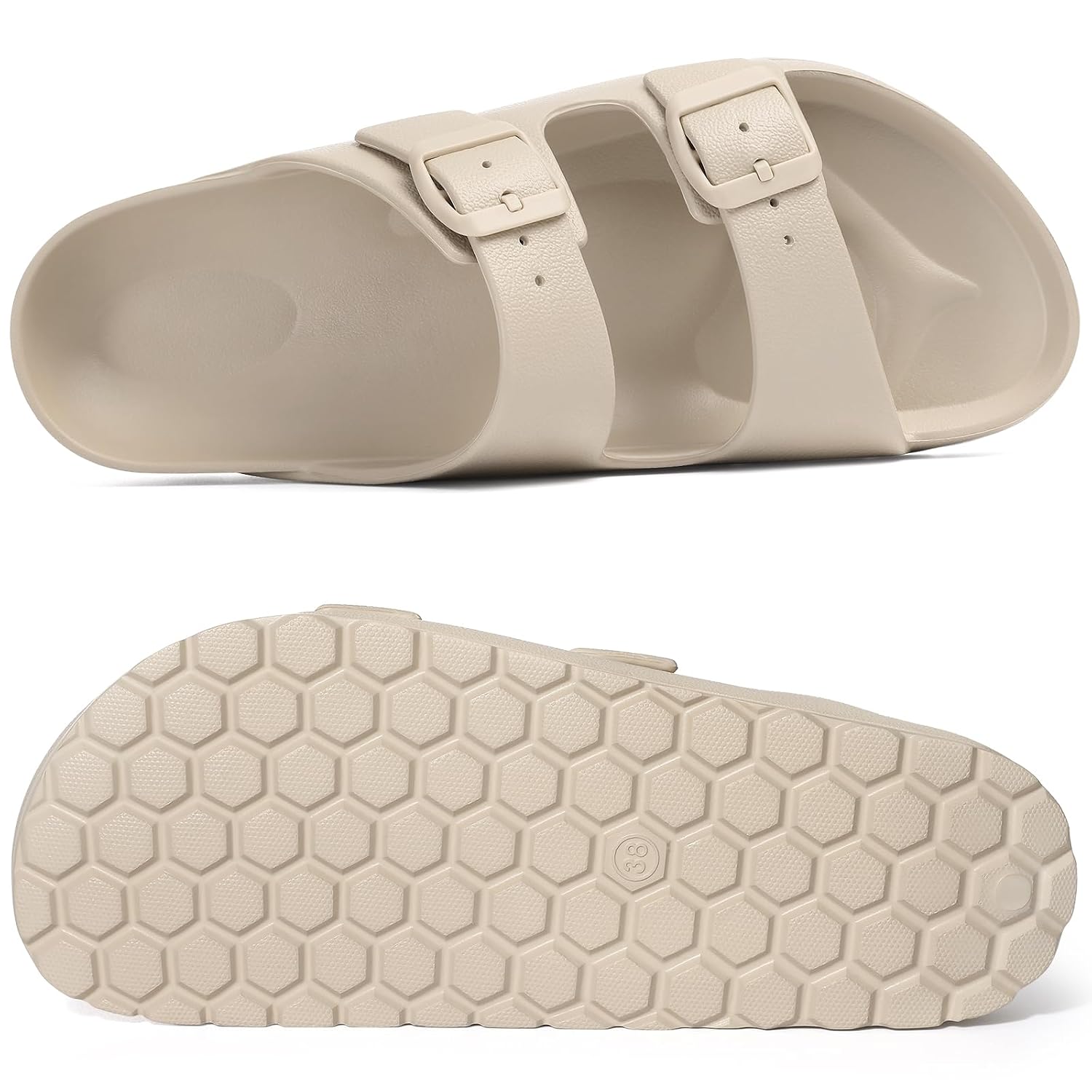Lightweight Slip On Slide Waterproof Sandals With Adjustable Double Buckle For Women
