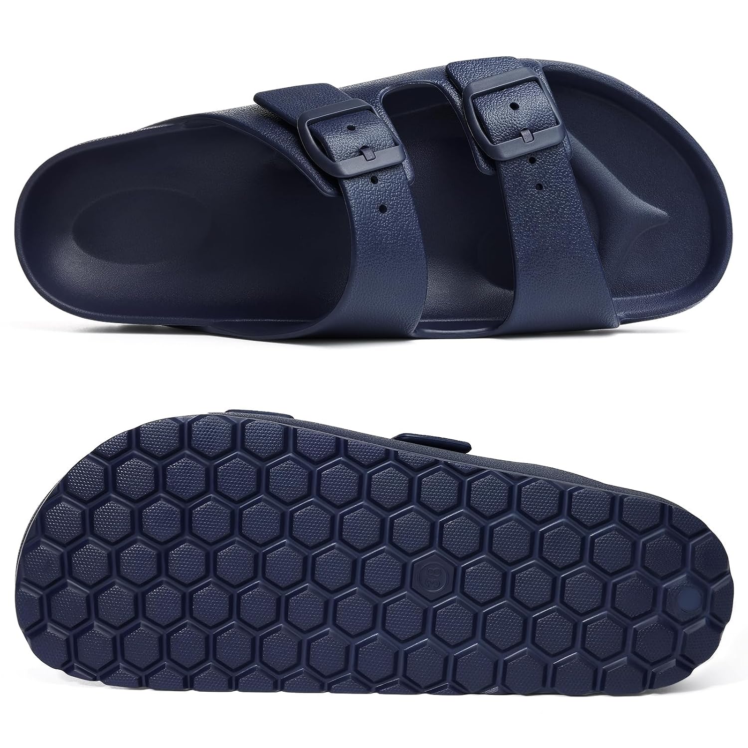 Lightweight Slip On Slide Waterproof Sandals With Adjustable Double Buckle For Women