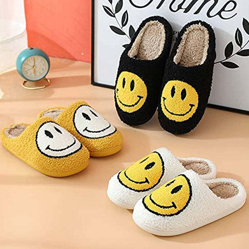 Retro Soft Plush Lightweight Smiley Face Slippers-My Soft Slipper
