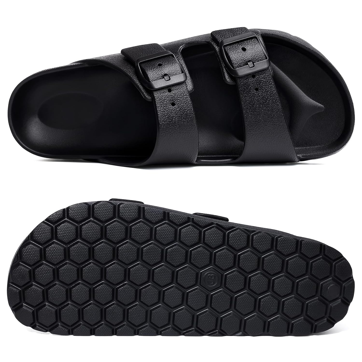 Lightweight Slip On Slide Waterproof Sandals With Adjustable Double Buckle For Women