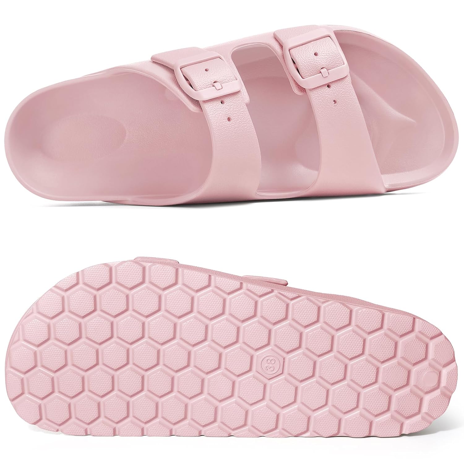 Lightweight Slip On Slide Waterproof Sandals With Adjustable Double Buckle For Women