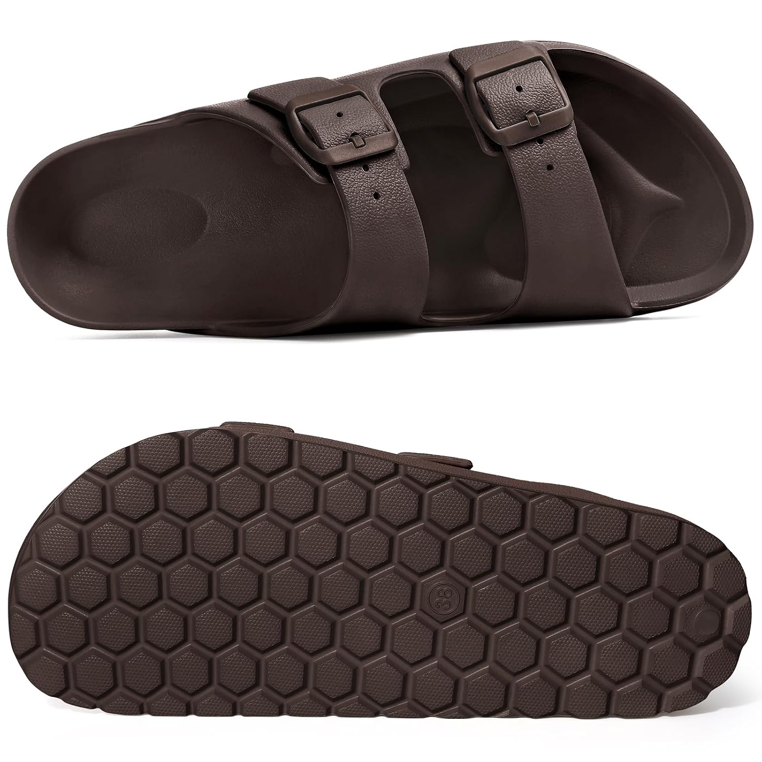 Lightweight Slip On Slide Waterproof Sandals With Adjustable Double Buckle For Women