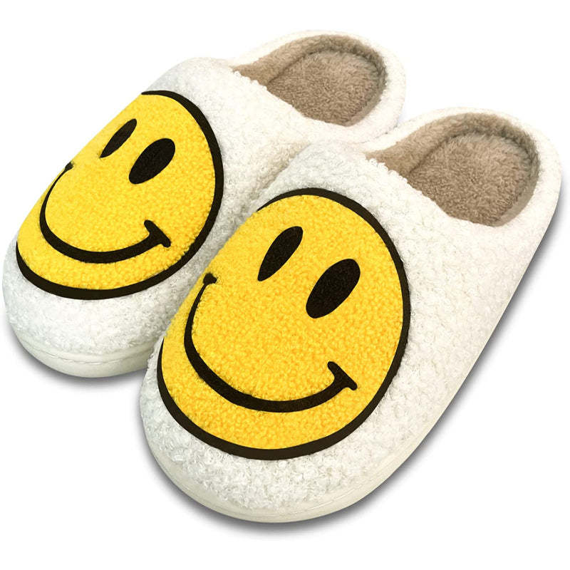 Smiley Face Retro Soft Plush Lightweight House Slippers-My Soft Slipper