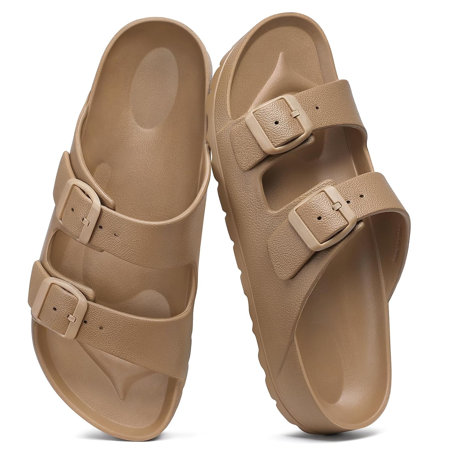 Lightweight Slip On Slide Waterproof Sandals With Adjustable Double Buckle For Women
