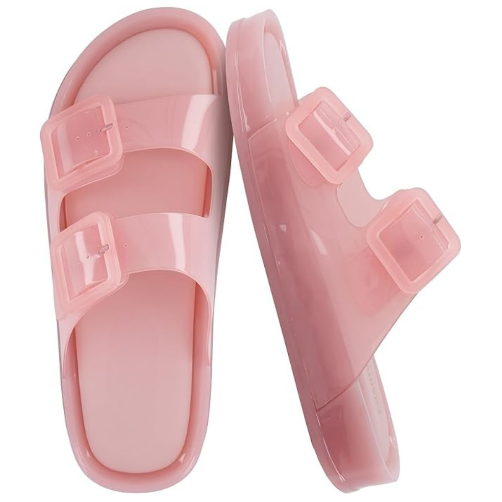Adjustable Double Buckle Slide Slip On Sandals For Women