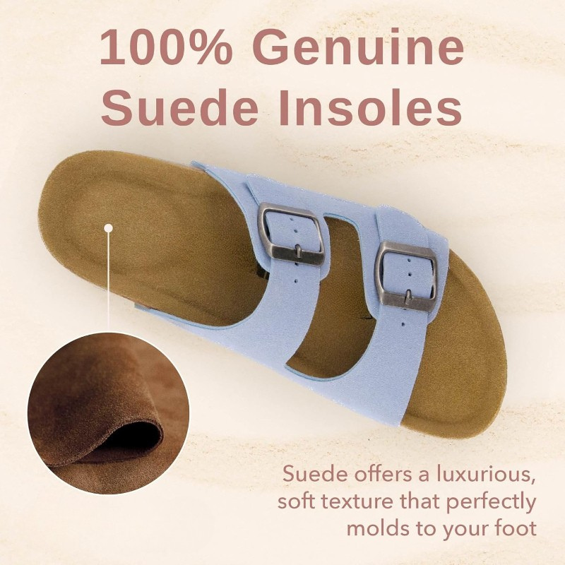 Double Strap Adjustable Cork Footbed Sandals With EVA Sole-My Soft Slipper