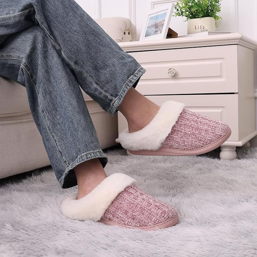 Memory Foam And Plush Lining Knitted House Slippers-My Soft Slipper