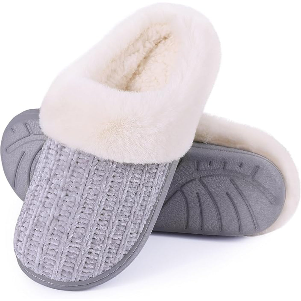 Memory Foam And Plush Lining Knitted House Slippers-My Soft Slipper