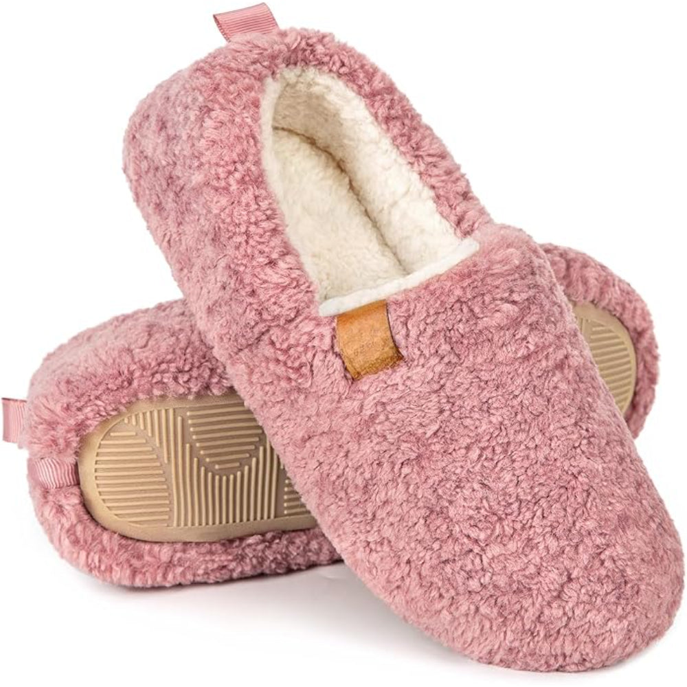Memory Foam Support Cozy Faux Wool House Slippers-My Soft Slipper