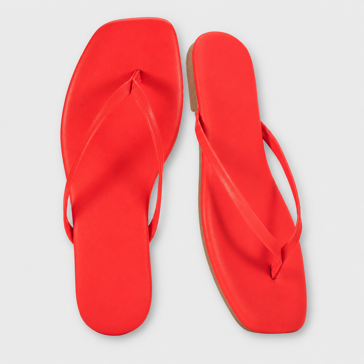 Memory Foam Vegan Leather Flip Flop Sandals For Women