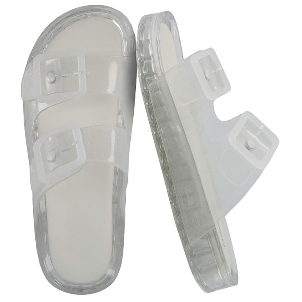 Adjustable Double Buckle Slide Slip On Sandals For Women