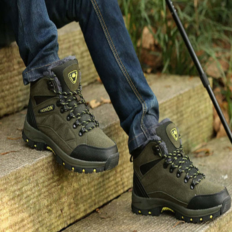 Men's Warm Fur Lace Up Ankle Boots-My Soft Slipper